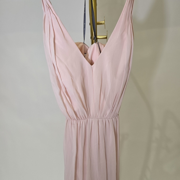 Vera Wang White Davids Bridal 20 Long Blush Dusty Rose Chiffon Dress Cross Back - Picture 7 of 15